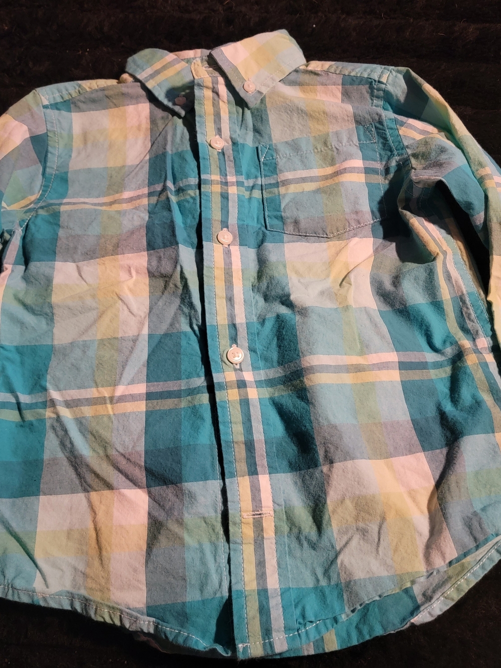 Gymboree Toddler Plaid Shirt in Teal, Yellow & White